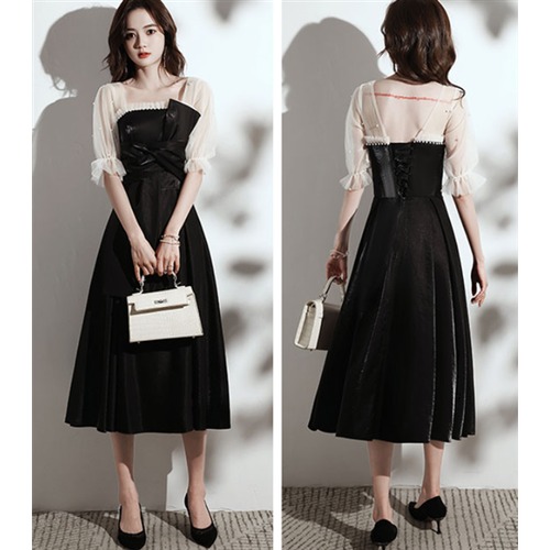 演奏会ドレス ロングドレス 大きいサイズ 3XL 4XL ドレススカート ミドルスカート パーティー 結婚式 半袖 スクエアネック スリムフィット 個性的 スタイリッシュ 演奏会ドレス ロングドレス