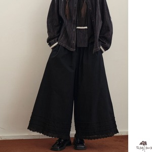 レースヘム ワイドパンツ M 3col 250395