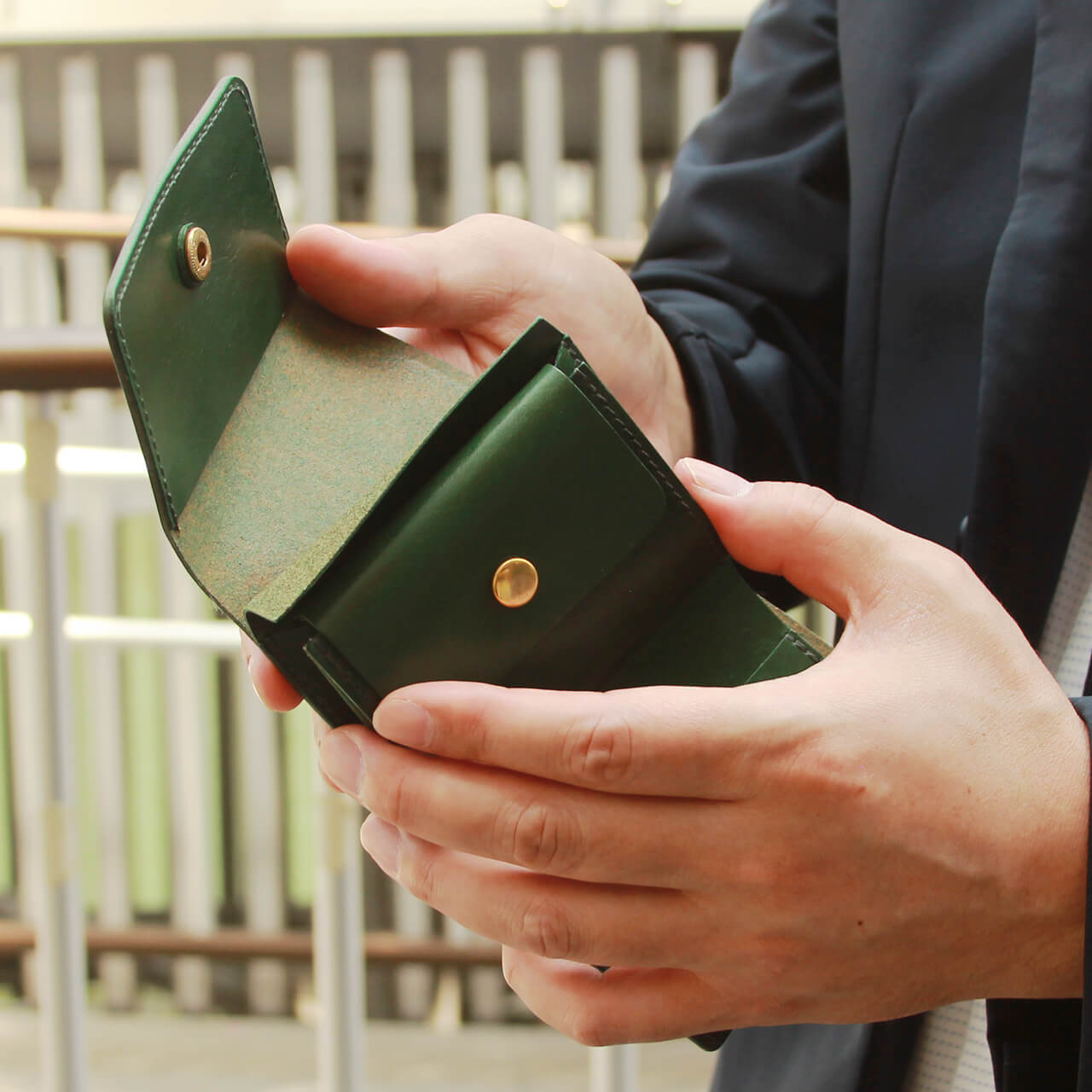 ミニ財布 グリーン(ヌメ) | Leather+(レザープラス)|少しレトロ ミニ財布 グリーン(ヌメ) | Leather+(レザープラス)|少しレトロ