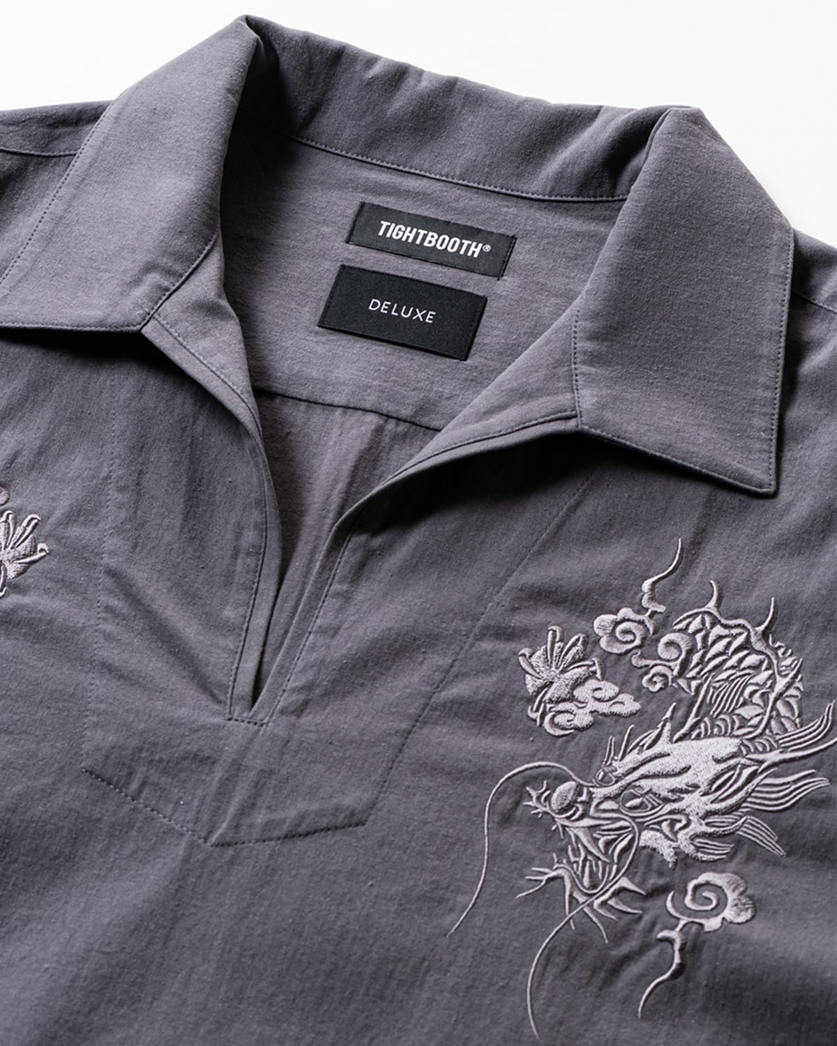 DELUXE x TIGHTBOOTH - FLANNEL SKIPPER SHIRT GRAY | stashstore