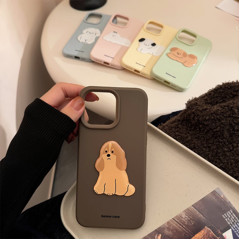 iPhone17~11まで対応】子犬たちに一目惚れ！ぷっくりステッカー 5種類