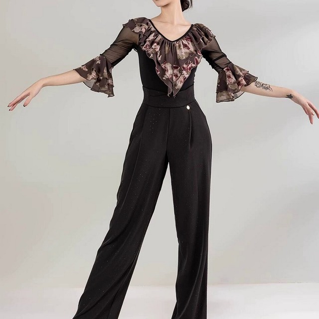 フローラルフリル・エレガンストップス(レオタードタイプ)ds0801