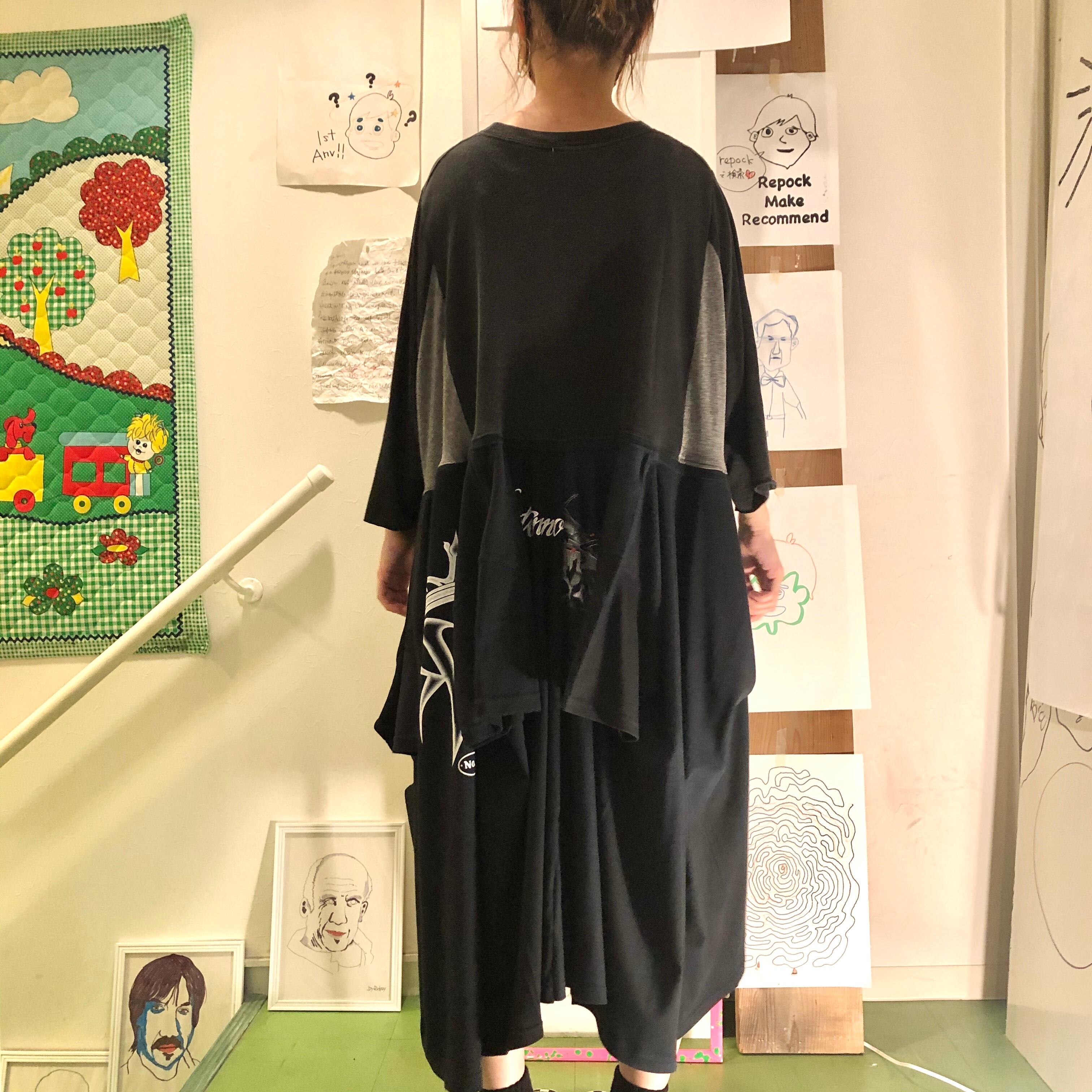 リメイク Tシャツドッキングワンピース(ラグランスリーブ リメイク Tシャツドッキングワンピース(ラグランスリーブ