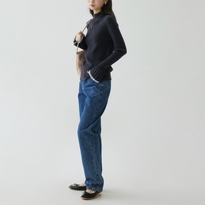 high-neck pleated-sleeve knit　J00349