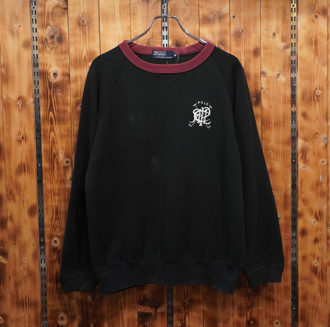 80s90s ralphlauren スクリブル スウェット ブラック M/ラルフローレン