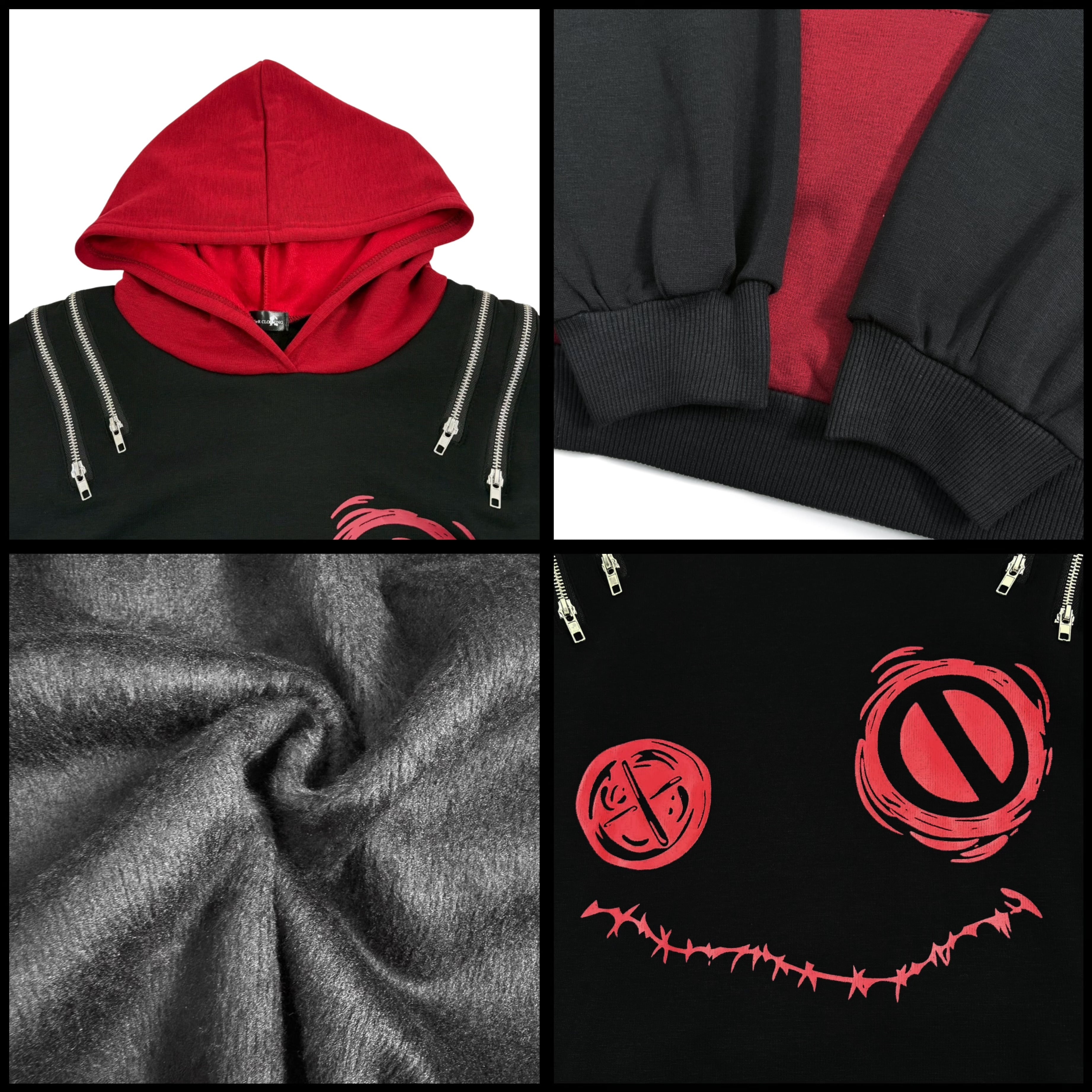 防寒4ZIP SHOULDER FLEECE INNER PARKA【BLACK×RED】 | NIER CLOTHING