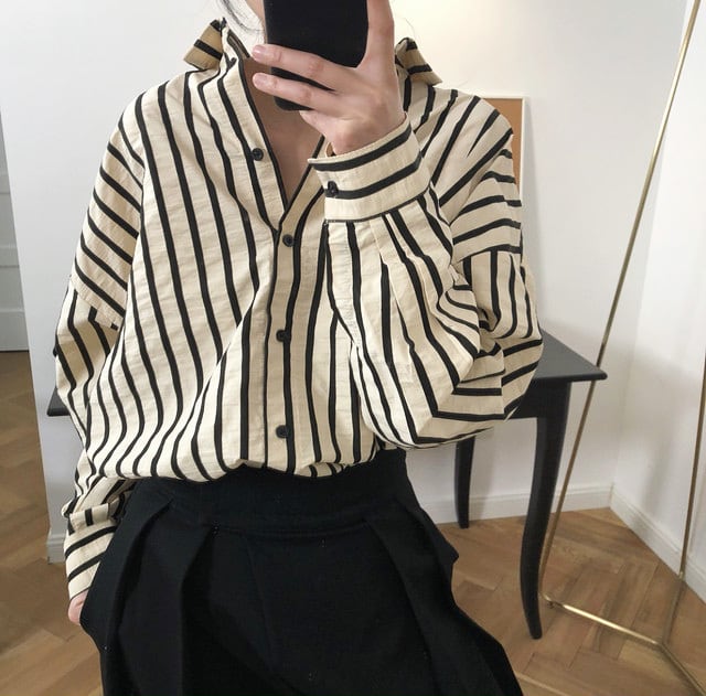 loose silhouette striped shirt 10715