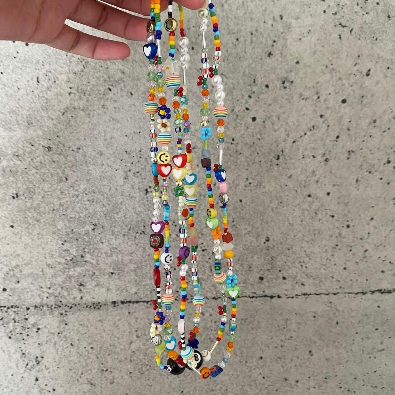 カラフルビーズネックレス 約47cm | made in lenabee カラフルビーズネックレス 約47cm | made in lenabee
