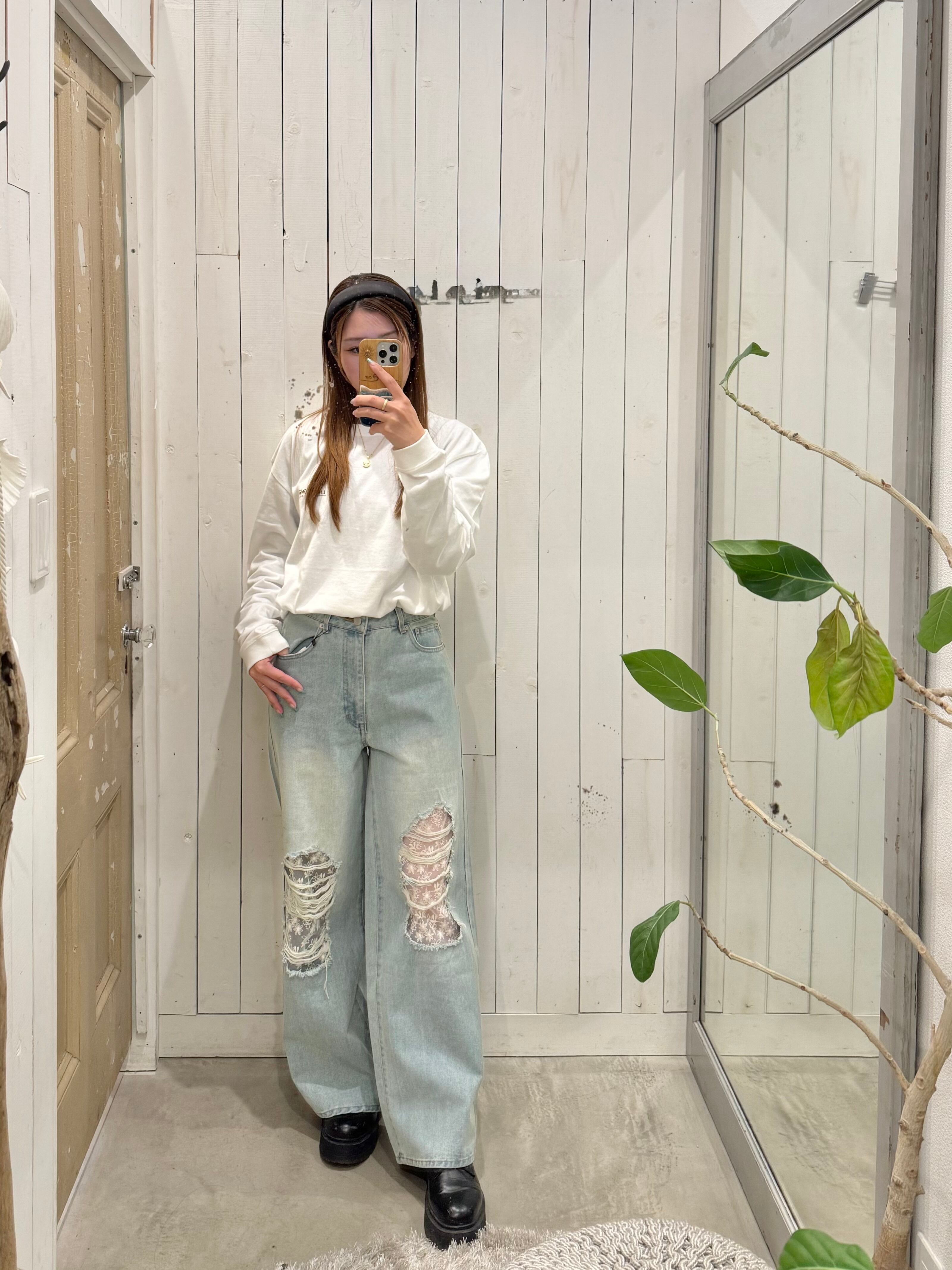 【レディース】レースダメージデニム ¥9,600(10,560)