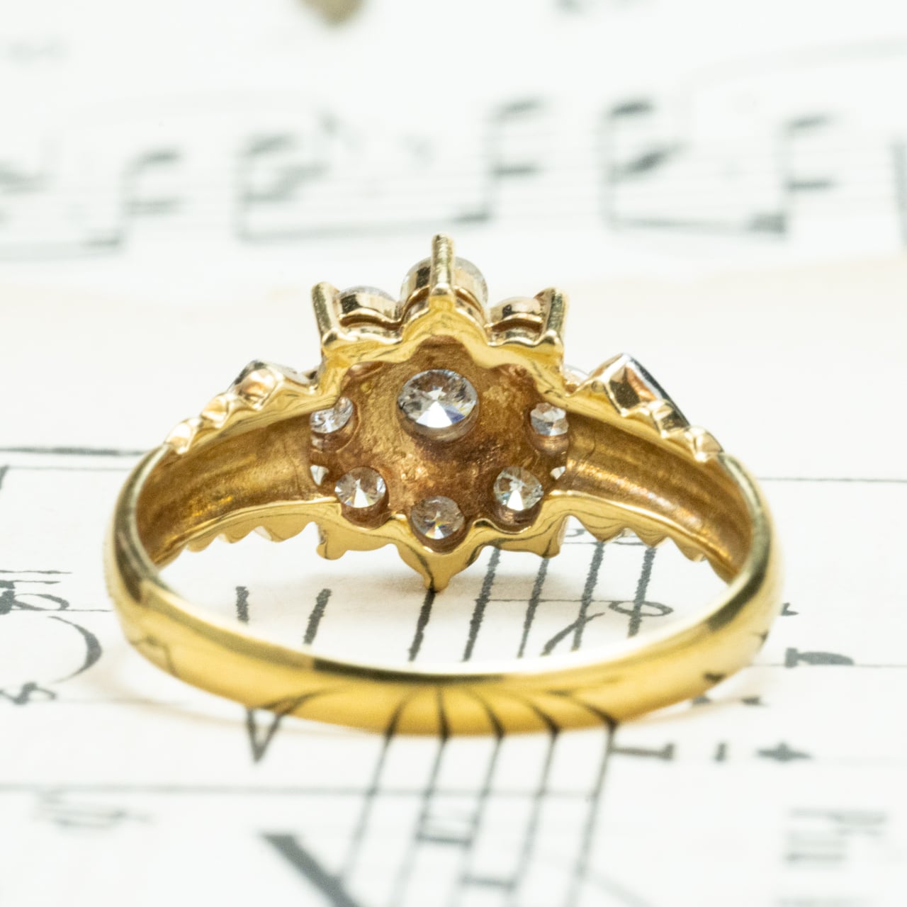 日本の作品】昭和レトロ ヴィンテージ K18/Pt900 ダイヤモンド0.59