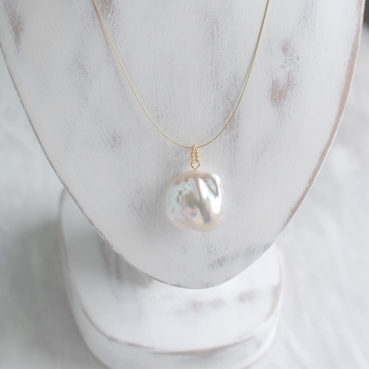 大玉淡水パールペンダントヘッド オイスターバロックパールペンダント SV925（Gold）｜個性が光る