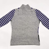 カシミヤ100% plus blue プラスブルー アーガイル×ボーダー ニット セーター 40 /グレー系 レディース