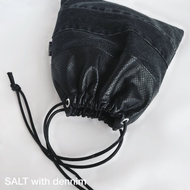 BlackDenimフラット巾着 No.2587