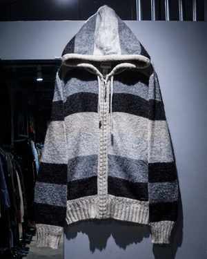 【add (C) vintage】“DIESEL” Alpaca Blend Horizontal Stripe Knit Zip Hoodie