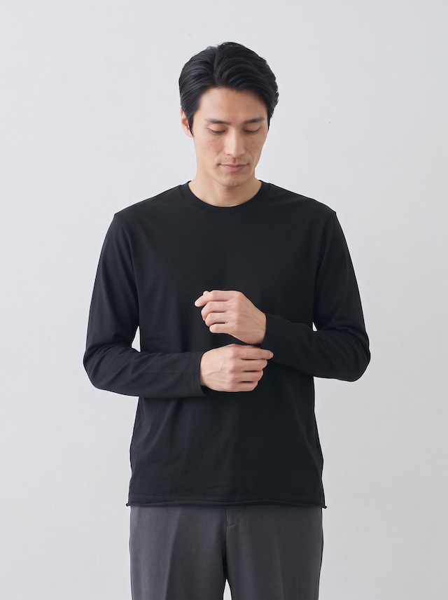 10 Years スムースコットンTシャツ 長袖/レギュラーFit/クルーネック/ブラック