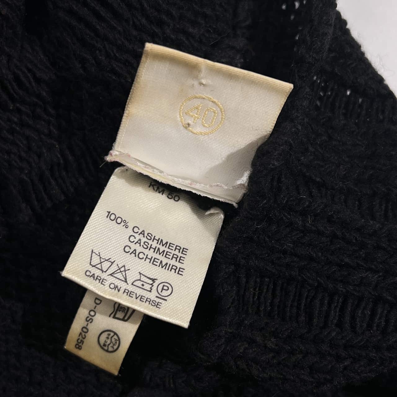 カシミヤ100% イタリア製 KRIZIA MAGLIA クリツィアマグリア リボン風デザイン ハイネック ニット セーター 40/ブラック レディース ビンテージ