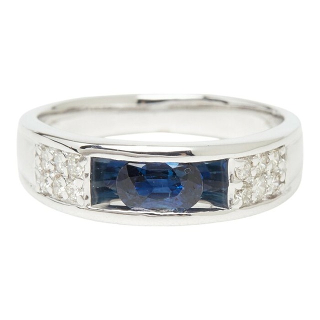 K18WG ホワイトゴールド サファイア0.55ct ダイヤ0.20ct リング 指輪 レディース 12.5号 【中古】