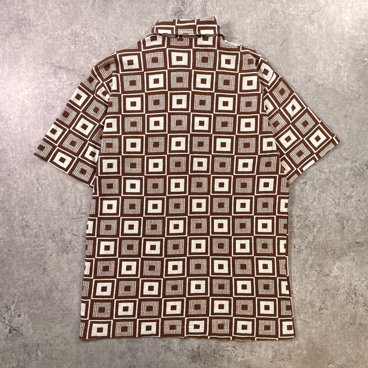70年代 KINGS ROAD Sears 幾何学模様 ポロシャツ メンズM 古着 70s
