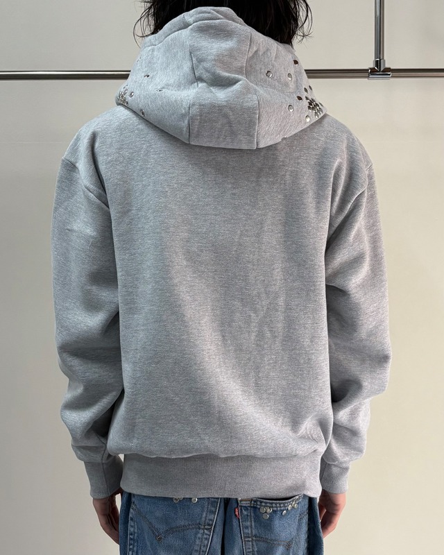【Hannah Creak】Studded Hoodie Double Zip Grey