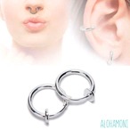(053) フェイクピアス イヤーカフ イヤリング シルバー 両耳 2個 セット ステンレス フープ リング ノンホール フェイク ピアス レディース メンズ ユニセックス 男女兼用 バネ式 スプリング 挟むだけ 簡単 装着