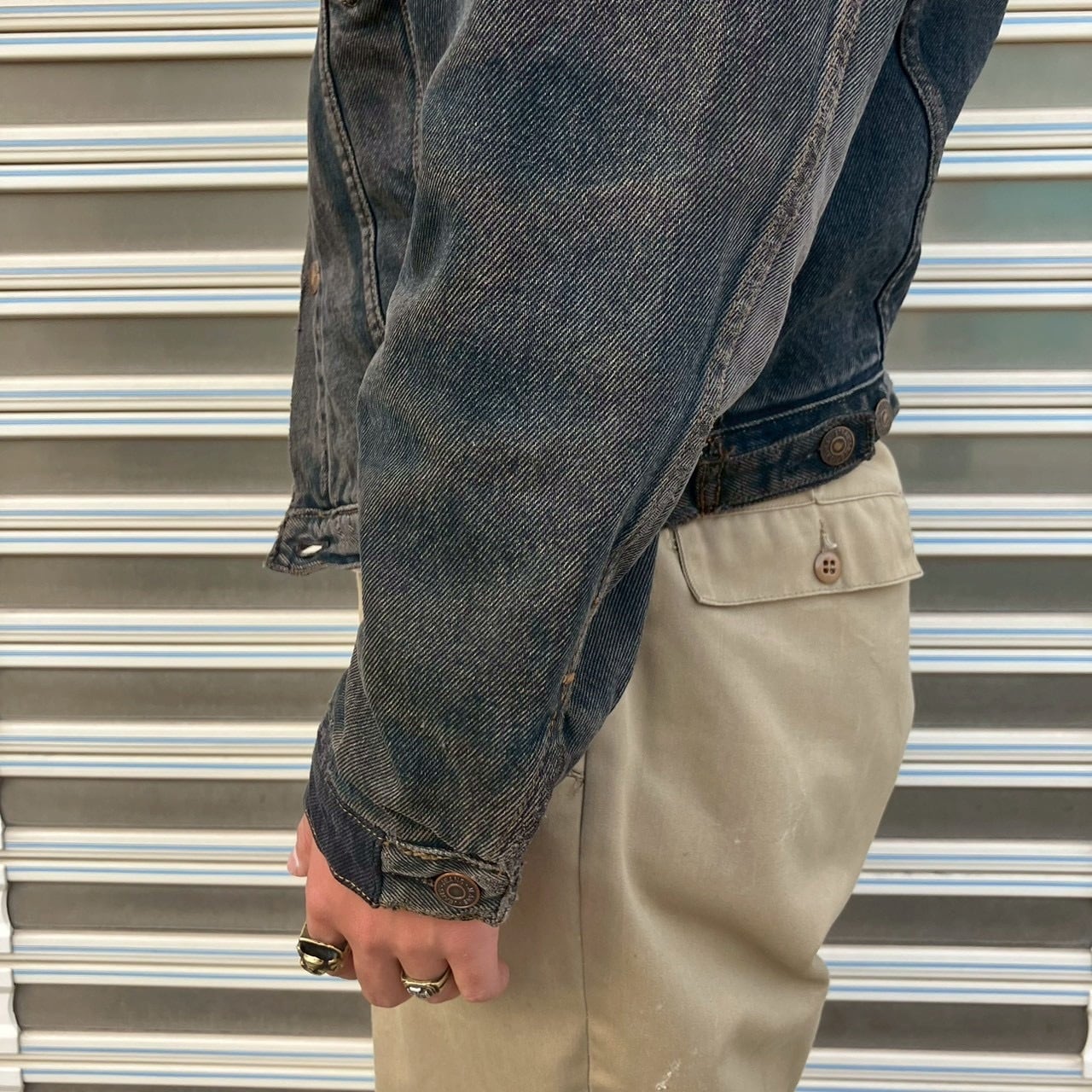 90s Levi's リーバイス キルティング デニムジャケット 襟レザー