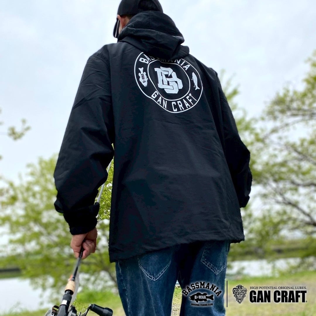 GANCRAFT×BASSMANIA】GANMANIA Logo half zip jacket［BLK］［限定生産