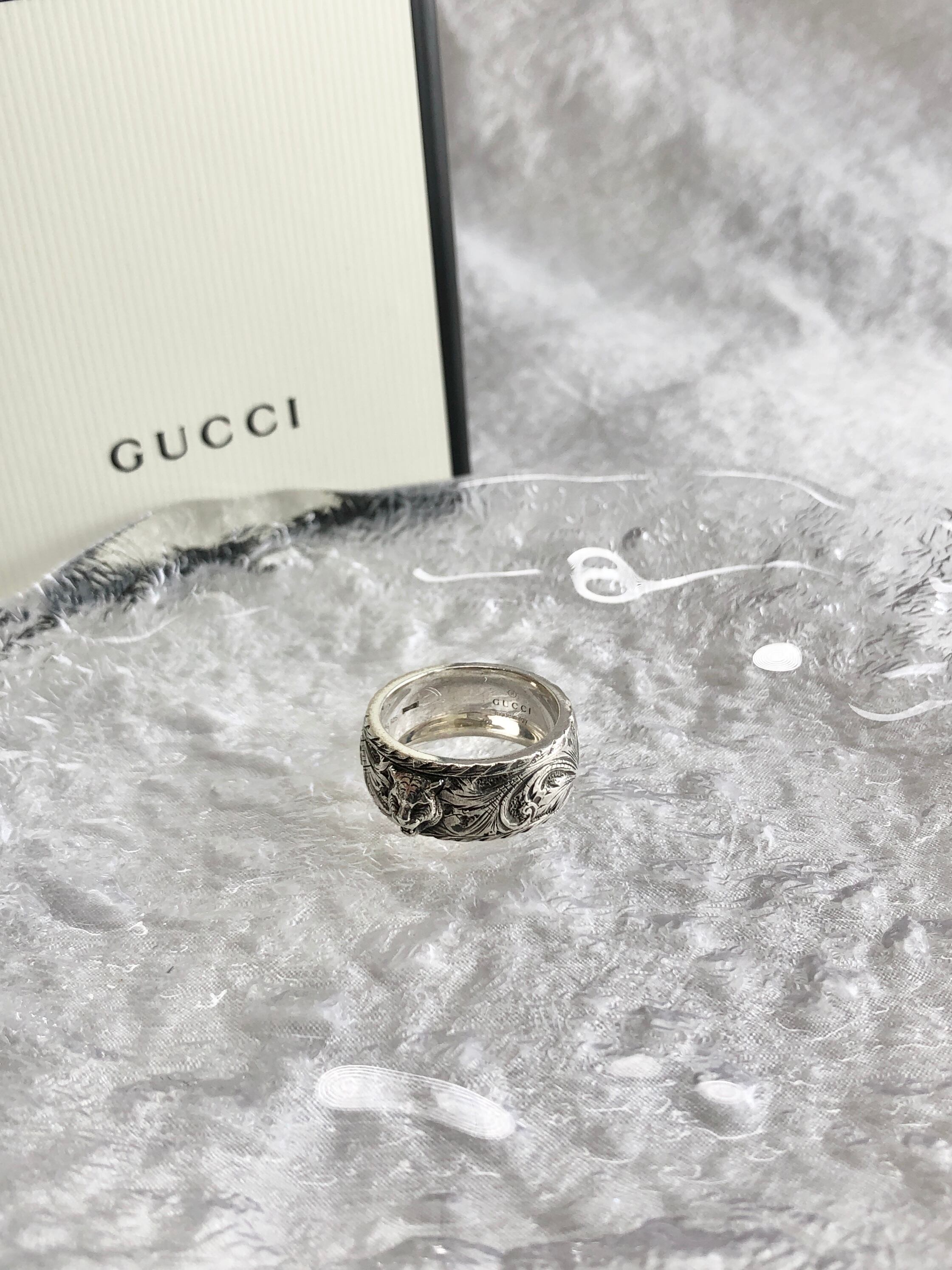 GUCCI グッチ 指輪 シルバー 18号 アラベスク 925 キャットヘッド リング vintage ヴィンテージ オールド ejgkfm
