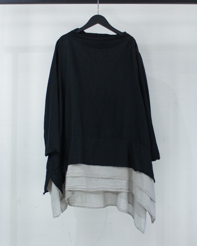 【Caka BLACK】Layered Design Vintage Loose Pullover Shirt