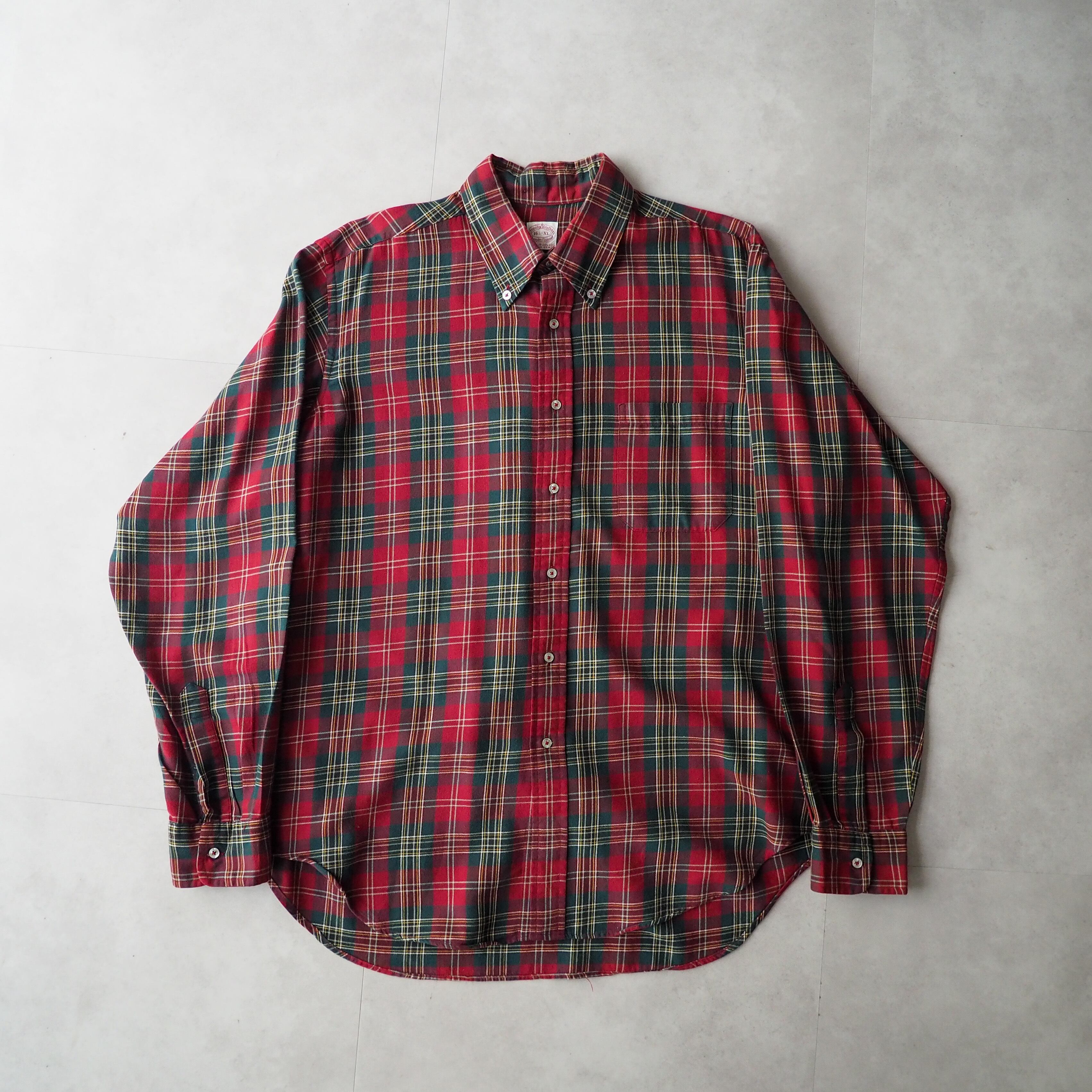 80s “Brooks Brothers ” brooks flannel red color tartan check B.D.