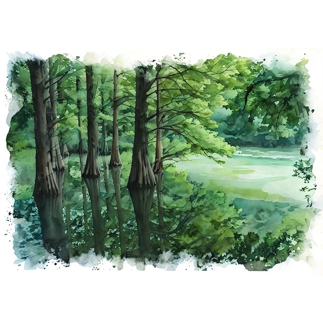絵画(風景画) 日本 福岡県 篠栗九大の森 インテリアアート額付き 水彩画・油絵調 WAT1256