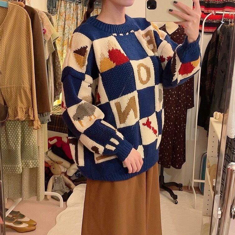made in new zealand blue block sweater