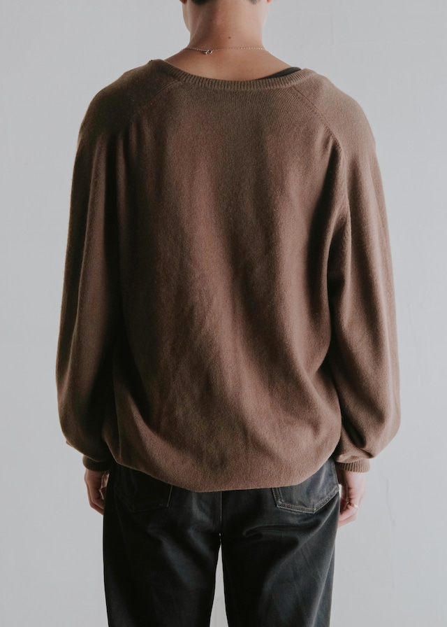 90's ARNYS PARIS split raglan sleeves pure cashmere v neck knit