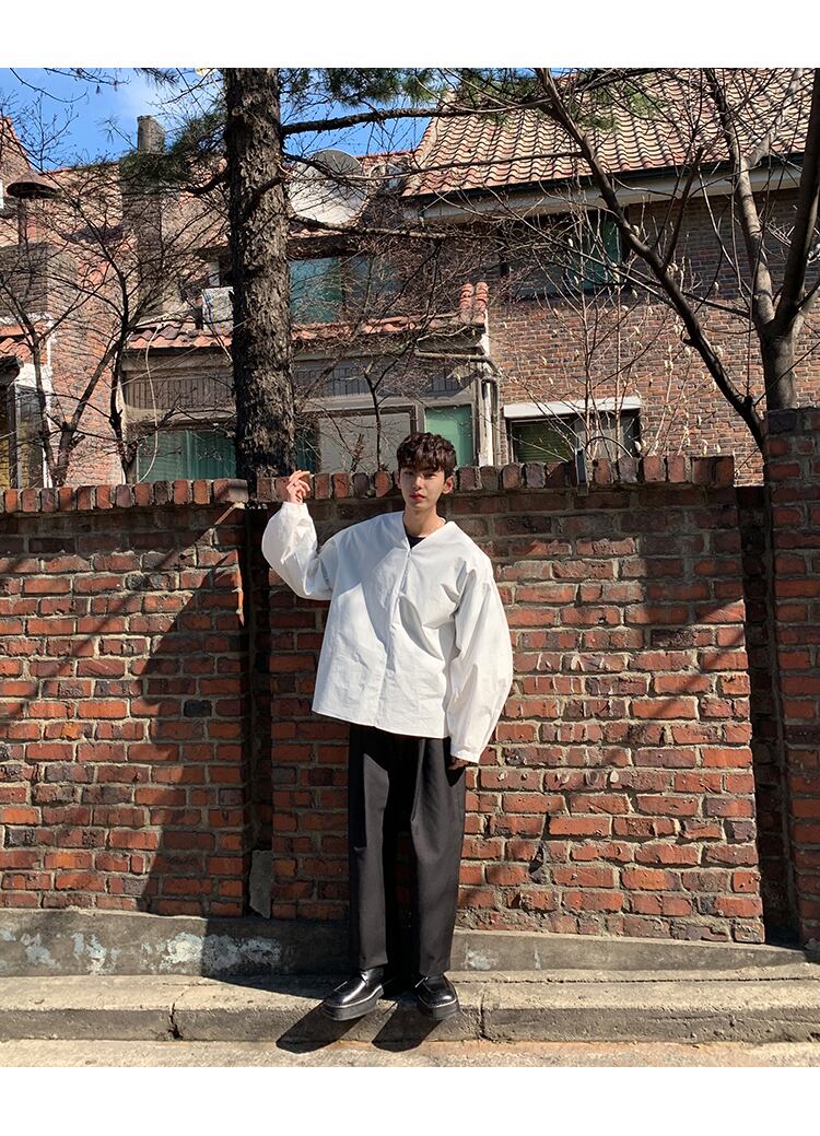 全2色 シャツ トップス ジップアップ 長袖 おしゃれ