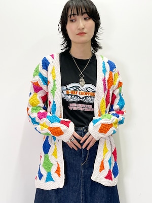 Vintage Multicolor Ramie/Cotton Knit Cardigan