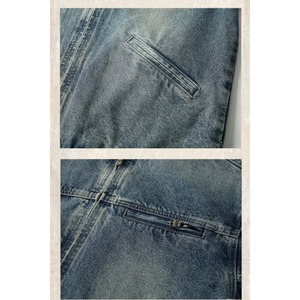 Washed zip-up denim jacket  0208
