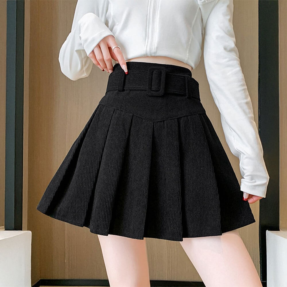 コーデュロイ ミニスカート レディース 秋冬 プリーツ 大人 かわいい