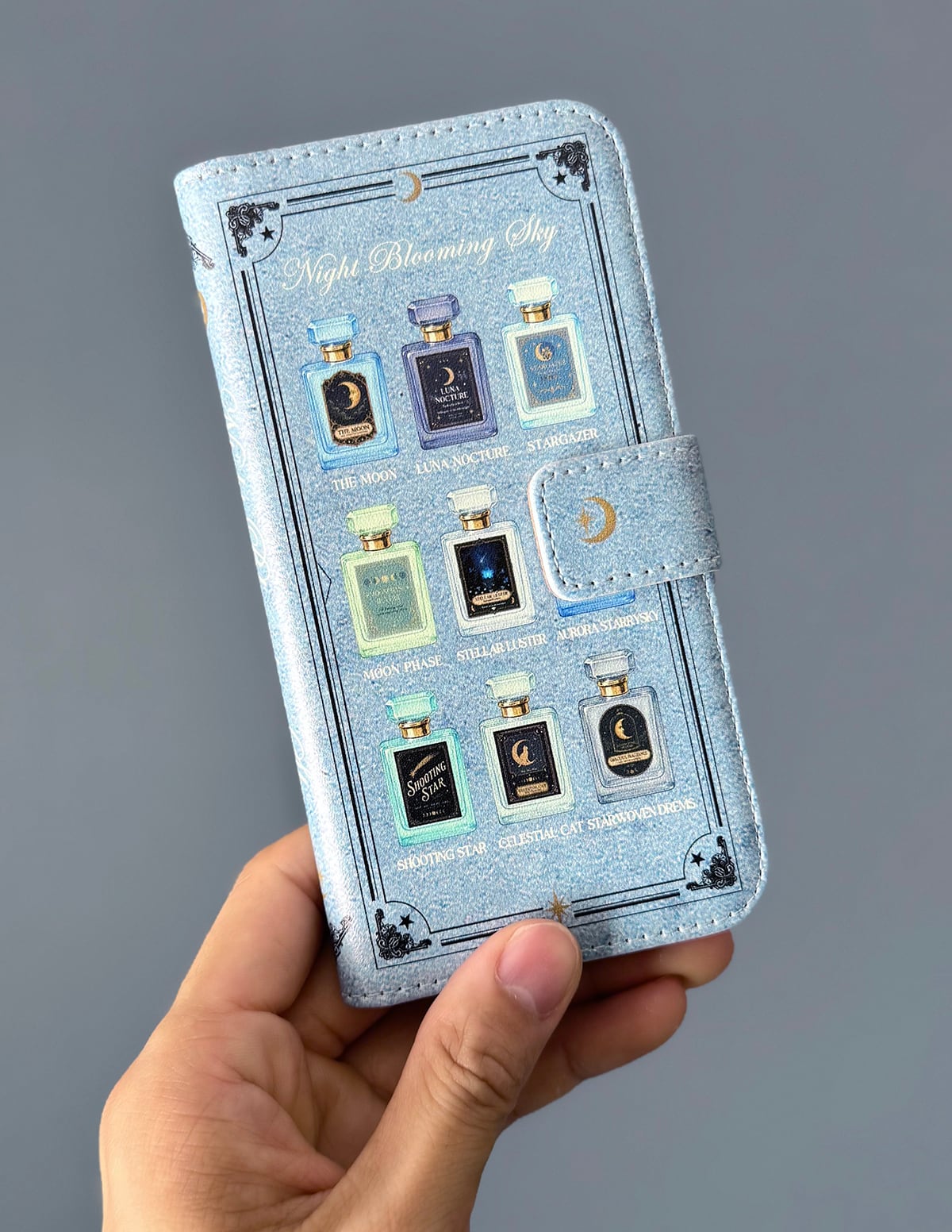 星空香水瓶 標本柄 スマホケース 手帳型スマホケース iPhoneケース