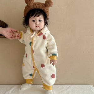 【BABY】カラフルドットもこもこオールインワン