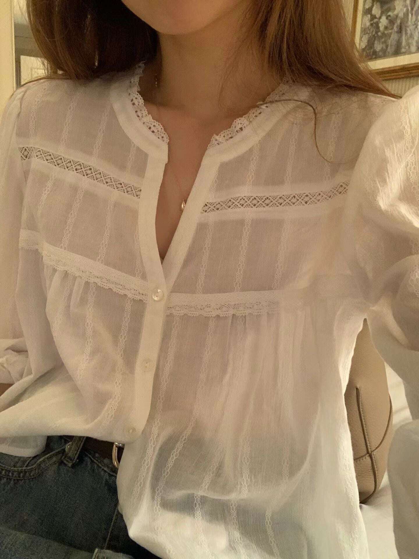 (予約) ounce / Hape lace blouse