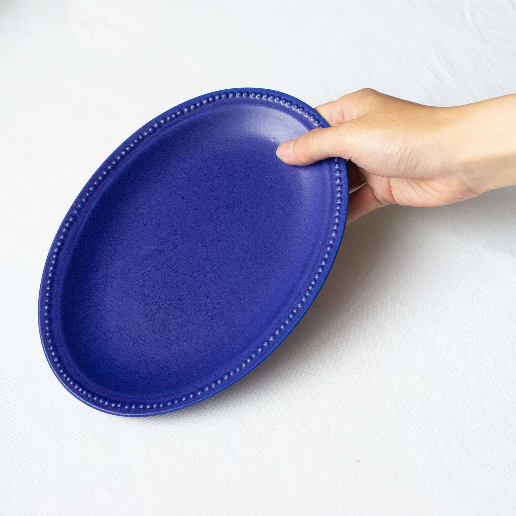 ドットリムプレート 約22cm【ホワイト・グレー・ネイビー】 | Kamani