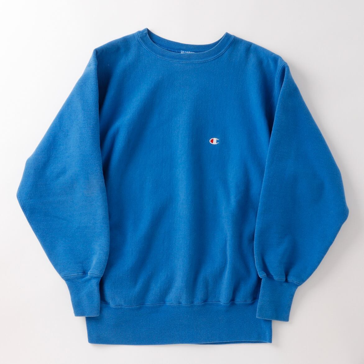 逸品】90s champion Reverse Weave Crew fade blue Vintage sweat made 