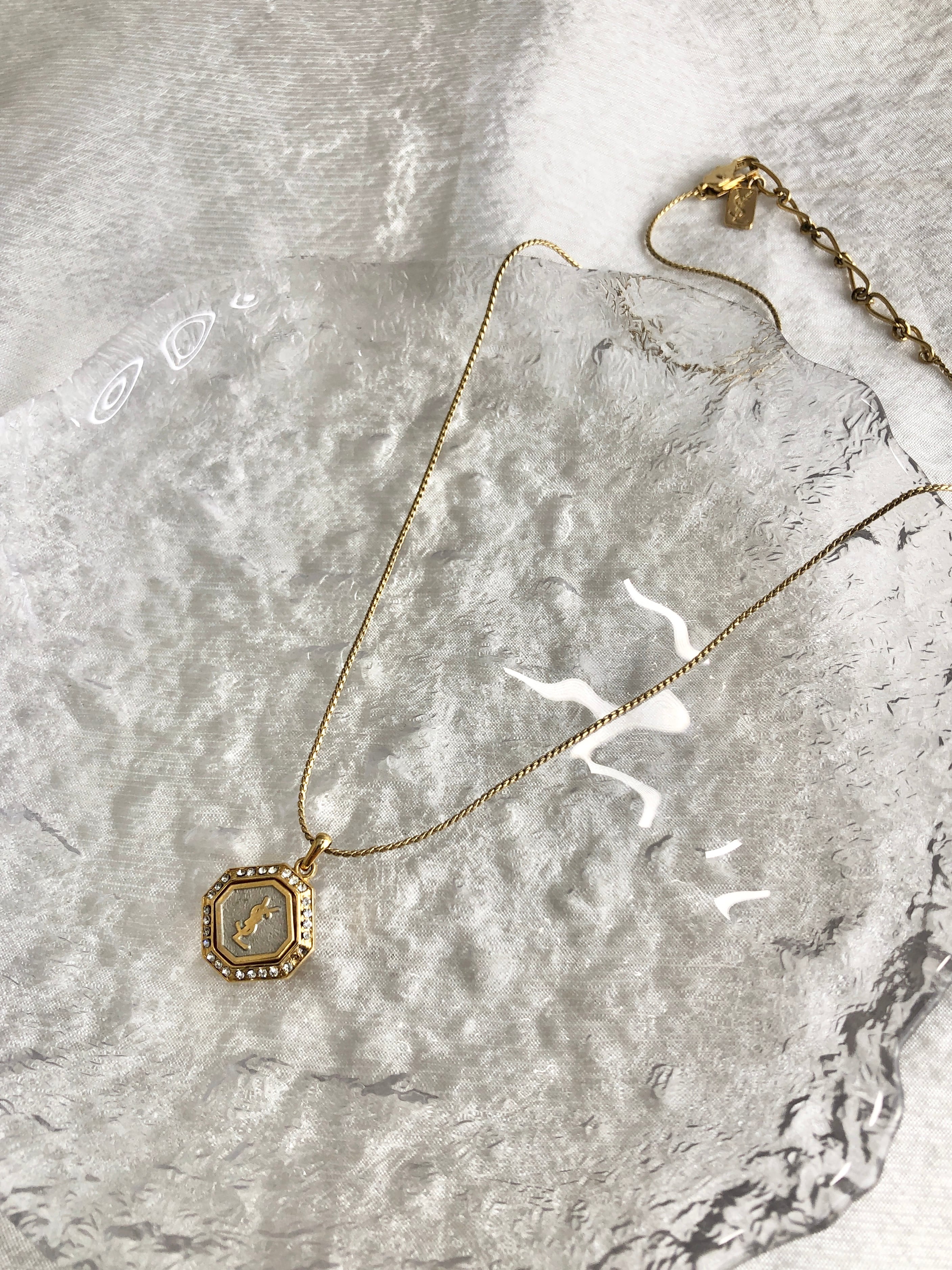 Yves Saint Laurent イヴ・サンローラン ネックレス ゴールド YSL ストーン vintage ヴィンテージ オールド p333yw