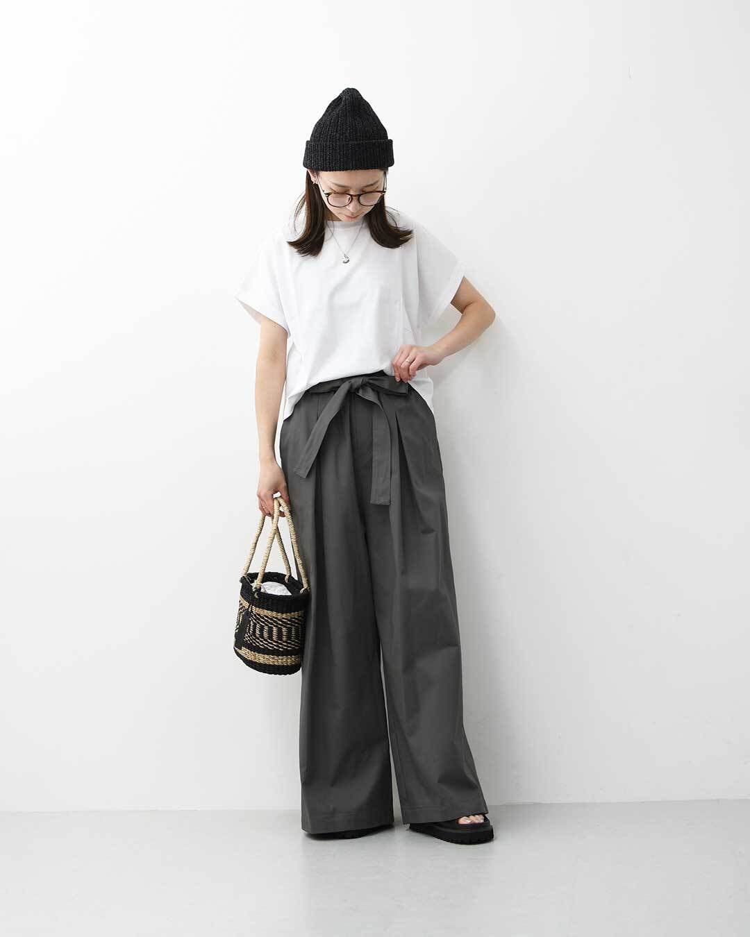mizuiro ind [ミズイロ インド] wide chino PT with belt [2-260097