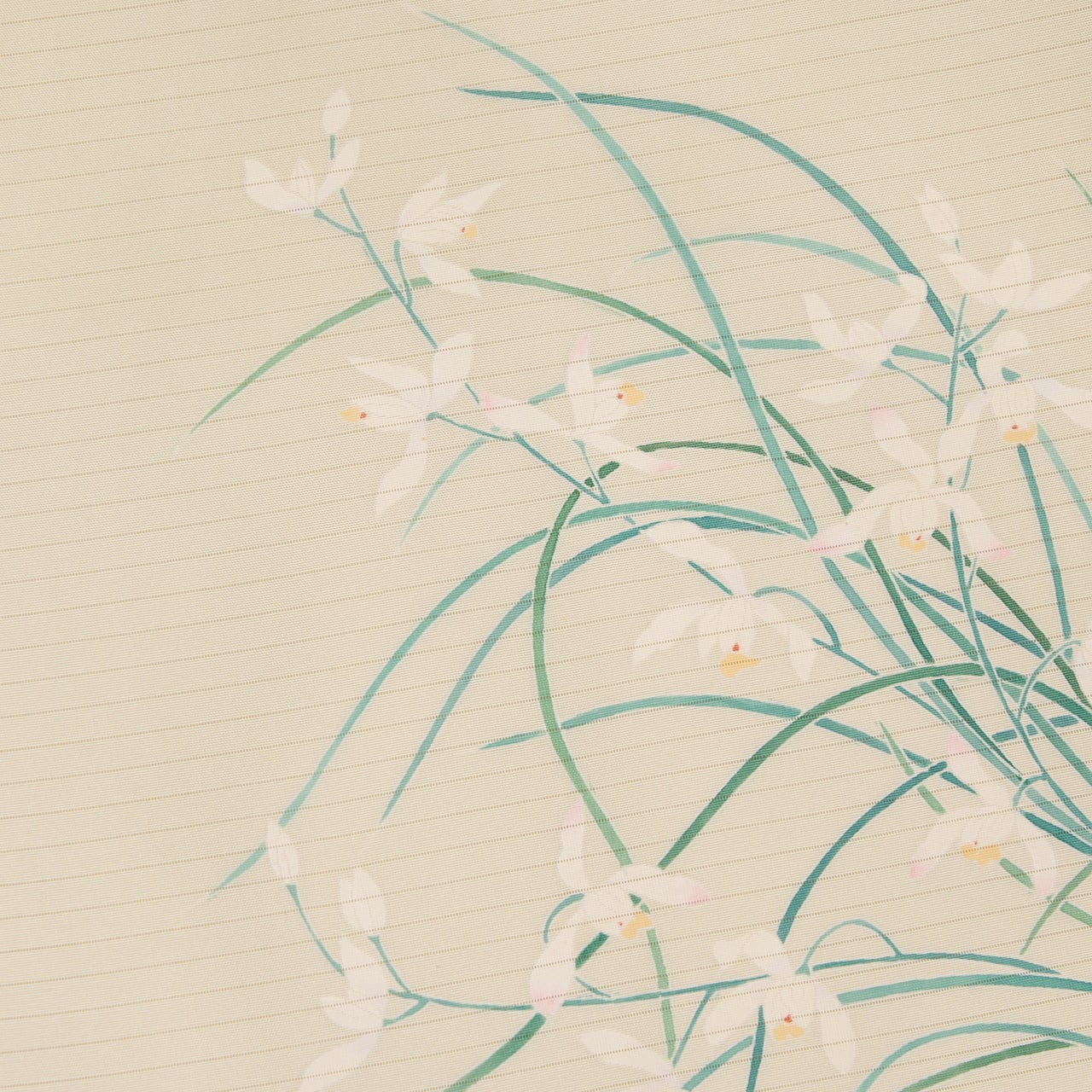 シランのお花の模様 手描友禅 絽塩瀬名古屋帯【中古】 | かわの屋