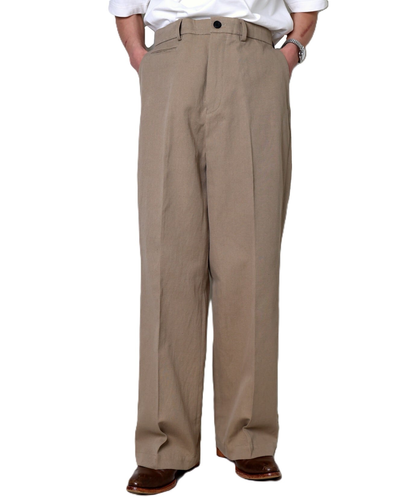 ユニバーサルプロダクツ　Cotton 1tuck Trousers UNIVERSAL PRODUCTS - COTTON 1TUCK TROUSERS/コットン1タック