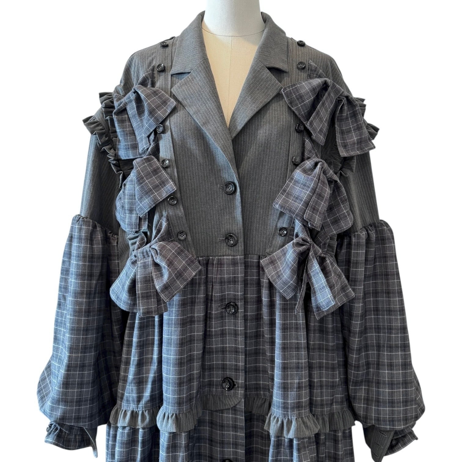 リボンドッキングスーツワンピース GRAY