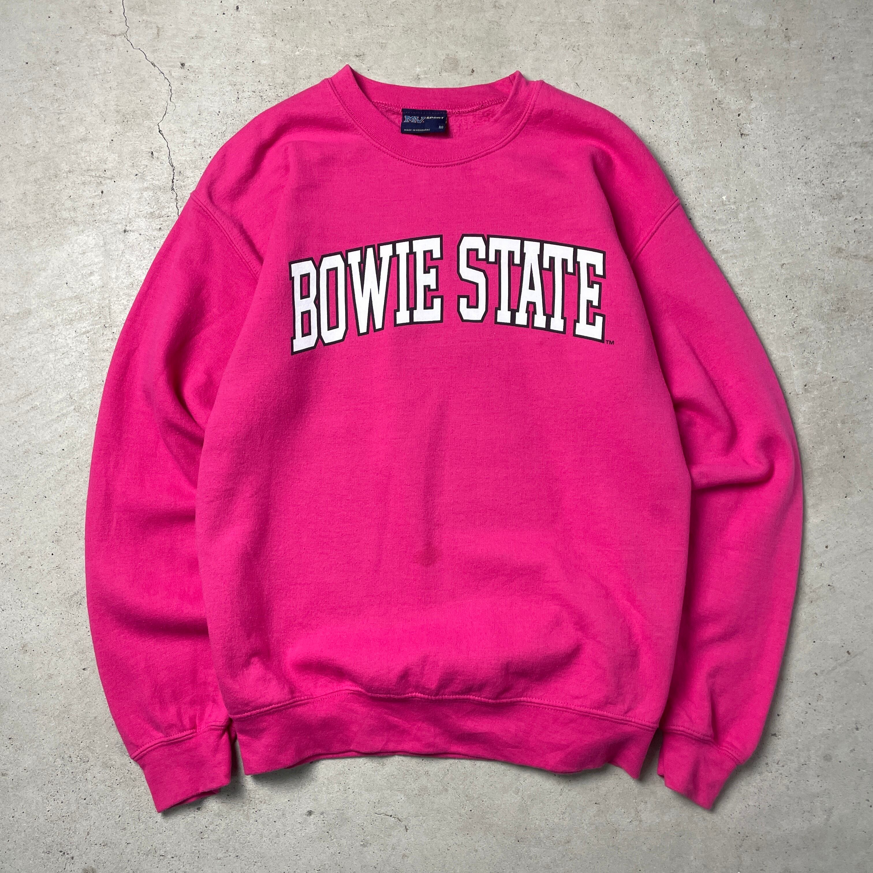 BOWIE STATE ボウイー州立大学 カレッジロゴプリント スウェットシャツ メンズM 古着 ピンク トレーナー【スウェット】【CS2312AL1】 cave 古着屋【公式】古着通販サイト