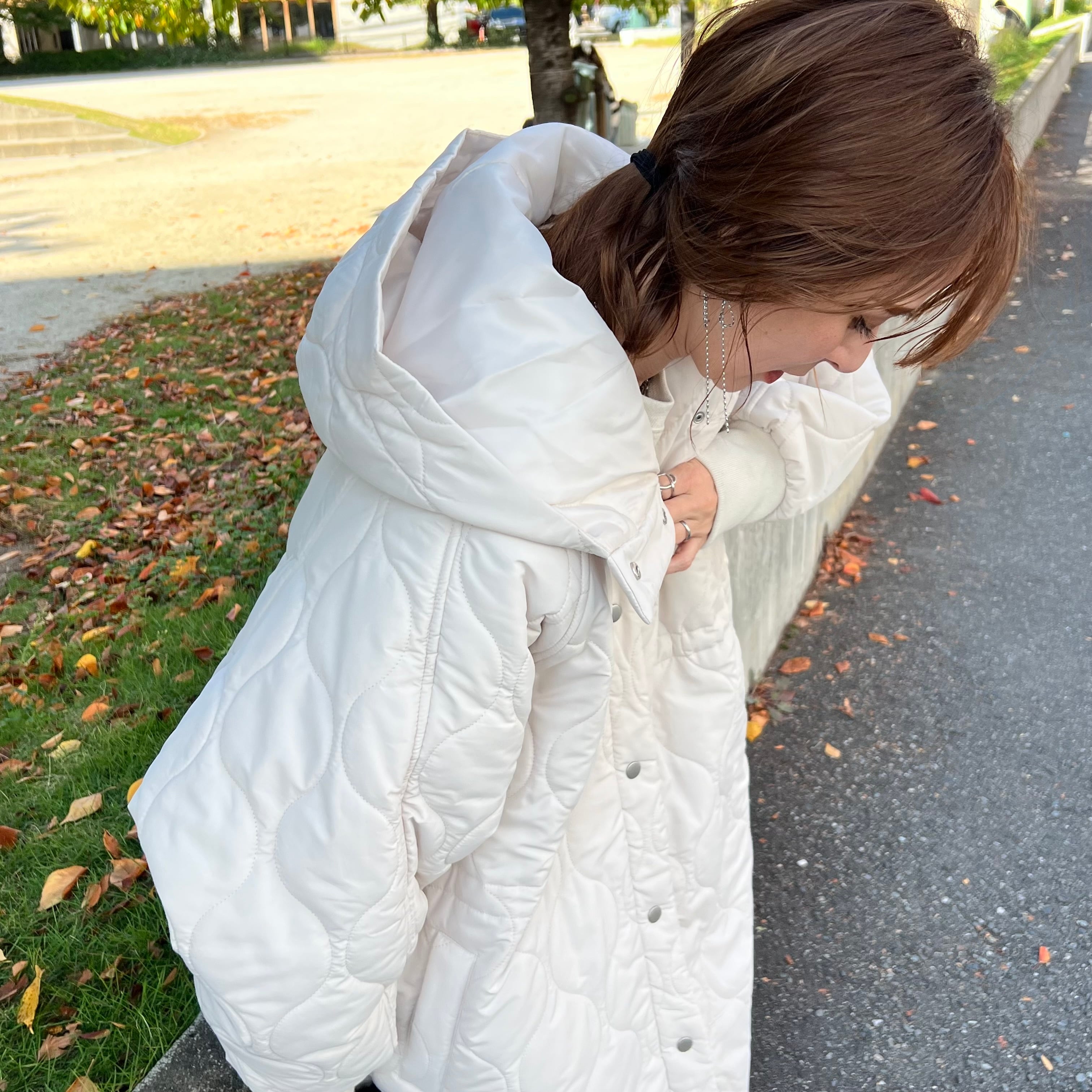 キルトフード付ミディコート【y8127-z】宅配便送料無料/宅配便発送 | zena