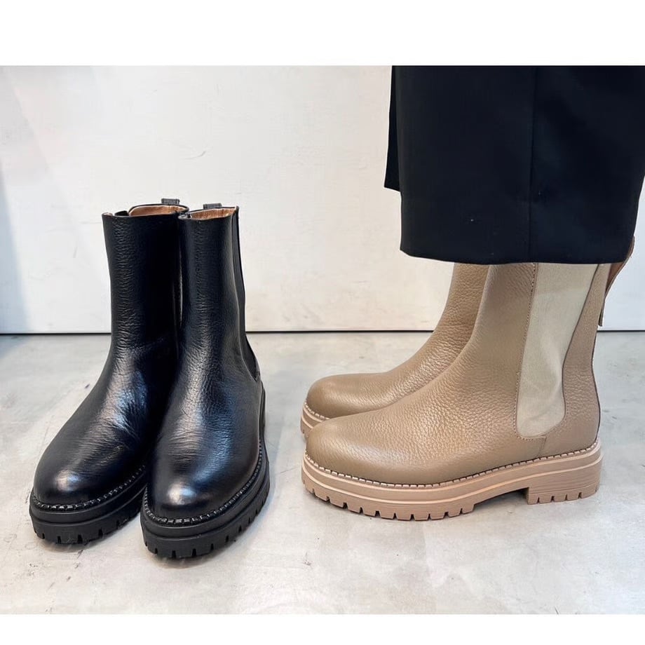 shrinkレザーサイドゴアboots