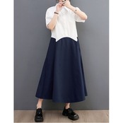 バイカラー フレア シャツワンピース  30101